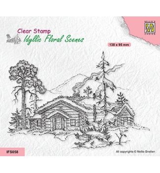 Nellie`s Choice leimasin – Wintery Scene with House and Trees