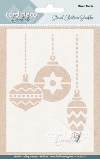 Card Deco sapluuna - Merry Christmas Baubles