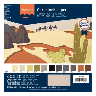 Florence - Cardstock Paperikko 216g Smooth 12x12" - Earthtones