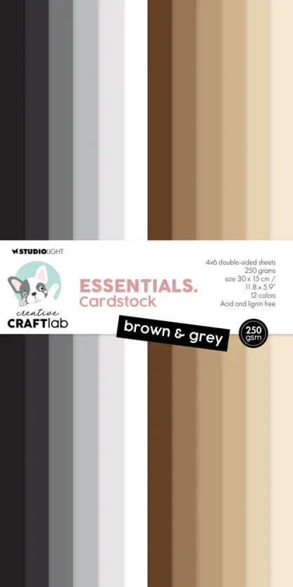 Studio Light / Craftlab Unicolor Essentials 30x15cm Paperikko - Brown & Grey