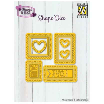 Nellie`s Choice stanssisetti - Postal stamps with hearts