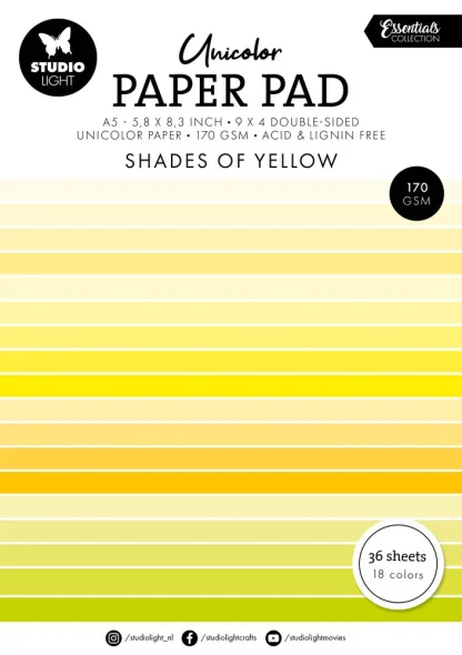 Studio Light Unicolor A5 paperilehtiö - Shades Of Yellow