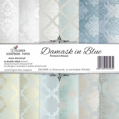 Decorer 8x8" Paperikko - Damask in Blue