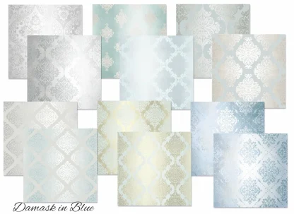 Decorer 8x8" Paperikko - Damask in Blue - Image 2