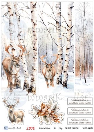 Klemmarikellari A4 Paneelikuva-arkki - Talviset eläimet #1