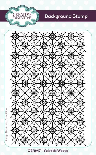 Repeating black starburst lattice pattern formed by interlocking eight-point shapes on white background (Yuletide Weave).