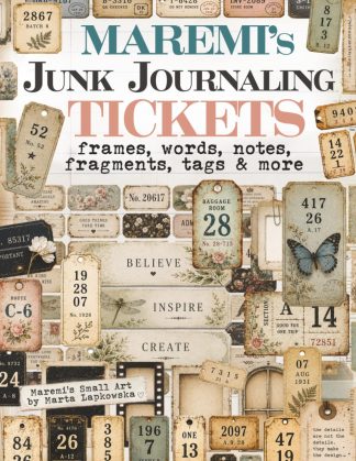 Book cover for 'Maremis Junk Journal Tickets' featuring vintage ticket tags and botanical accents, implying a craft journaling theme.