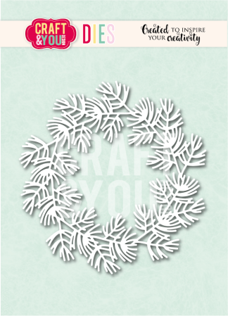 Header banner with Craft & You logo and 'DIES' text on a mint background, featuring a white circular fern wreath centerpiece.