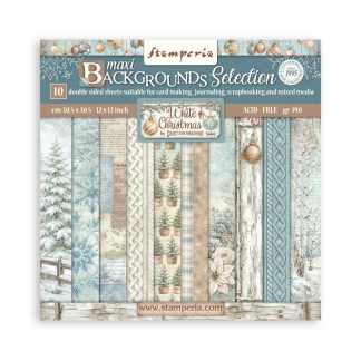 Stamperia White Christmas 12x12" tuumainen Paperilehtiö - Maxi Background Selection by Cristina Radovan (SBBL191)