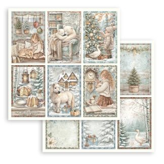 Stamperia White Christmas 12x12 Inch Paper Sheet 6 cards (10pcs) by Cristina Radovan (SBB1158)
