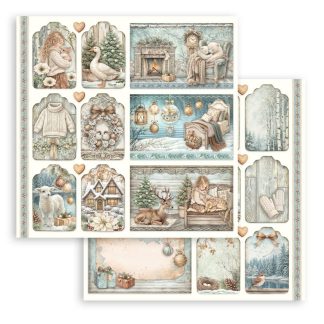 Stamperia White Christmas 12x12 Inch Paper Sheet Mixed Cards and Tags (10pcs) by Cristina Radovan (SBB1159)