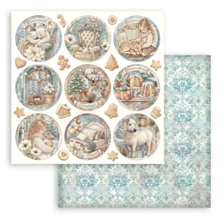 Stamperia White Christmas 12x12 Inch Paper Sheet Rounds (10pcs) by Cristina Radovan (SBB1160)