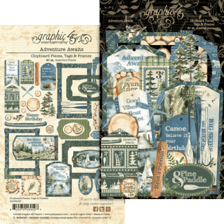 Graphic 45 pahvileikekuvat Adventure Awaits Chipboard Pieces, Tags & Frames